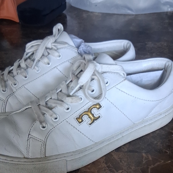 Tory Burch Women's White and Gold Sneakers - Picture 4 of 5